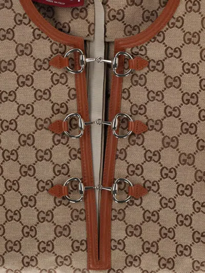 Gucci 'gg' Clamp Mini Dress In Camel