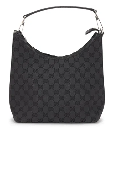 Pre-owned Gucci Gg Clasp Hobo Bag In Black