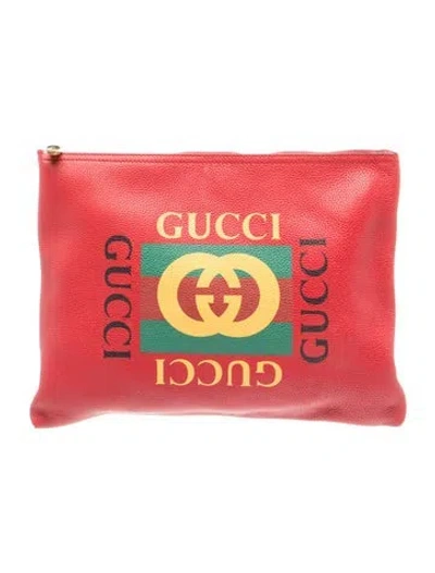 Pre-owned Gucci Gg Clutch W/ Tags In Green/red/yellow