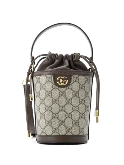 Pre-owned Gucci Gg Coated Canvas Ophidia Bucket Bag In Brown