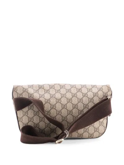 Pre-owned Gucci Gg Coated Canvas With Leather Small Belt Bag In Brown