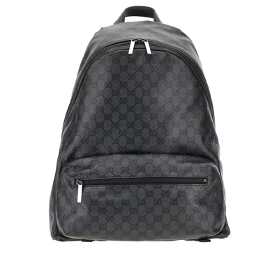 Gucci Gg Coated Fabric Medium Backpack In Black