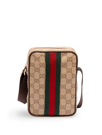 Gucci `gg Coated Web` Crossbody Bag In Neutral