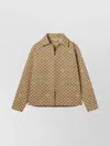 Gucci Beige Shirt With Spread Collar And Two Front Welt Pockets In Gg Canvas Man In Brown