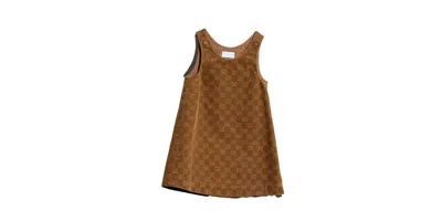 Gucci Kids' Gg Corduroy Pinafore Dress In Brown
