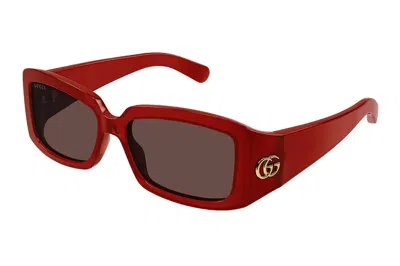 Pre-owned Gucci Gg Corner Square Sunglasses Burgundy/brown (gg1403sk-003)
