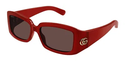 Pre-owned Gucci Gg Corner Square Sunglasses In Burgundy/brown (gg1403sk/003)