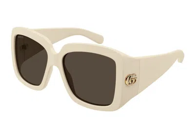 Pre-owned Gucci Gg Corner Sunglasses In Ivory/brown (gg1402sa/004)