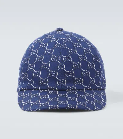 Gucci Gg Cotton Baseball Cap In Blue