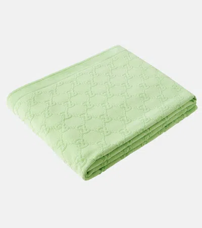 Gucci Gg Cotton Beach Towel In Green