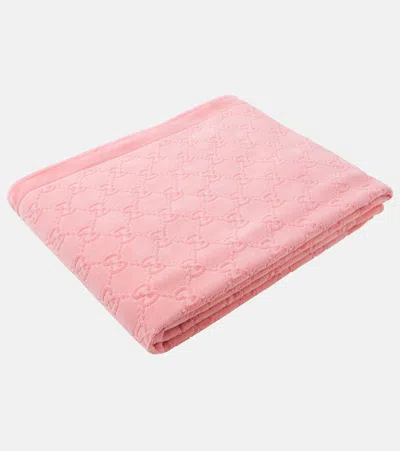 Gucci Gg Cotton Beach Towel In Pink