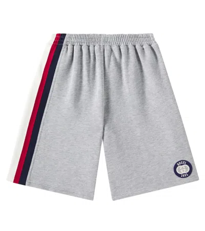 Gucci Kids' Gg Cotton Bermuda Shorts In Grey
