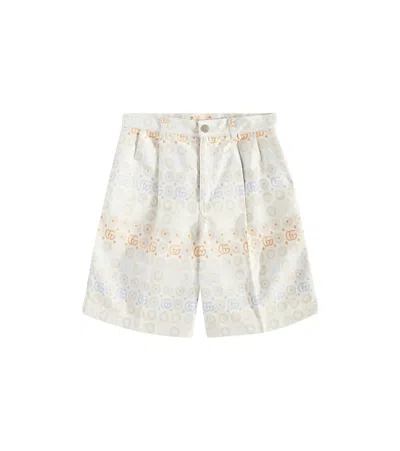 Gucci Kids' Gg Cotton Bermuda Shorts In White