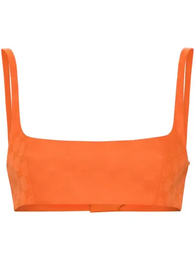 Gucci Gg Cotton Blend Bandeau Top In Orange