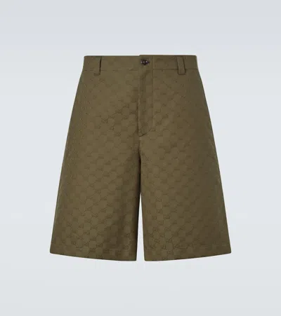 Gucci Gg Cotton-blend Bermuda Shorts In Green