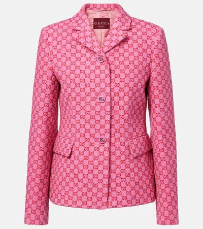 Gucci Gg Cotton-blend Bouclé Jacket In Pink