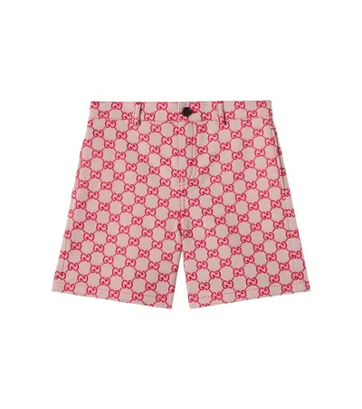 Gucci Kids' Gg Cotton-blend Canvas Shorts In Orange