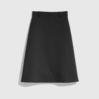Gucci Gg Cotton Blend Midi Skirt In Black