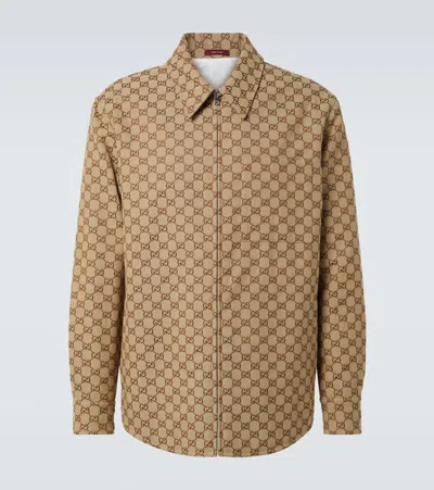 Gucci Gg Cotton-blend Overshirt In Beige