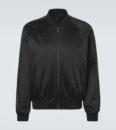 Gucci Gg Cotton-blend Satin Jacket In Black