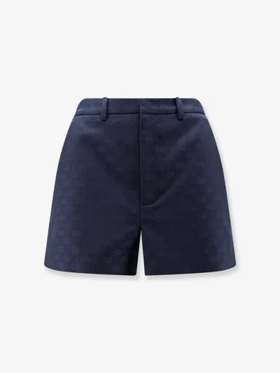 Gucci Gg Cotton Blend Shorts In Blue