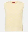 Gucci Fine Gg Cotton Sleeveless Top In Pastel Yellow/white