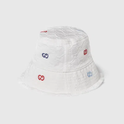 Gucci Babies' Gg Cotton Bucket Hat In White