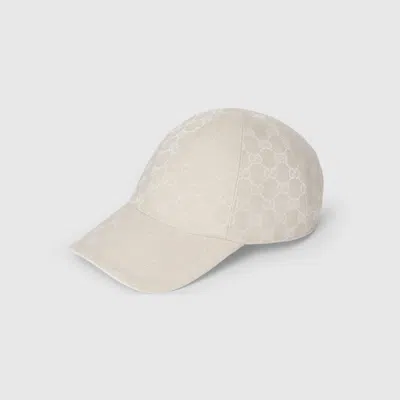 Gucci Gg Cotton Canvas Baseball Hat In White