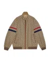 Gucci Gg Cotton Canvas Bomber Jacket In Brown