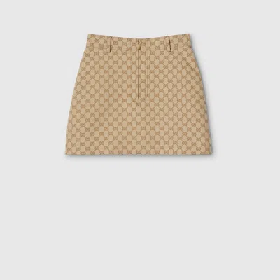 Gucci Gg Cotton Canvas Jacquard Fabric Skirt In Multi