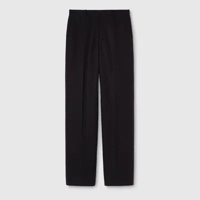 Gucci Wool Gabardine Pant With Embroidery In Black