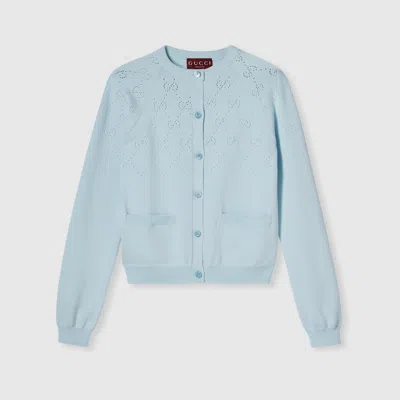 Gucci Gg Cotton Cardigan In Blue