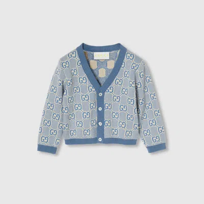 Gucci Babies' Gg Cotton Cardigan In Blue