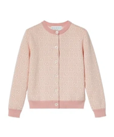 Gucci Gg Cotton Cardigan In Nude
