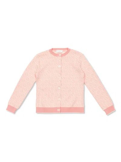 Gucci Kids' Gg Cotton Cardigan In Pink