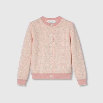 Gucci Kids' Gg Cotton Cardigan In Pink