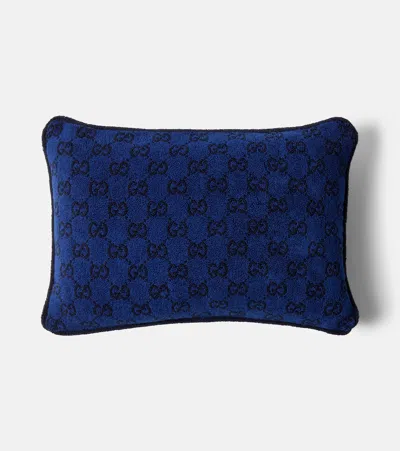 Gucci Gg Cotton Cushion In Blue