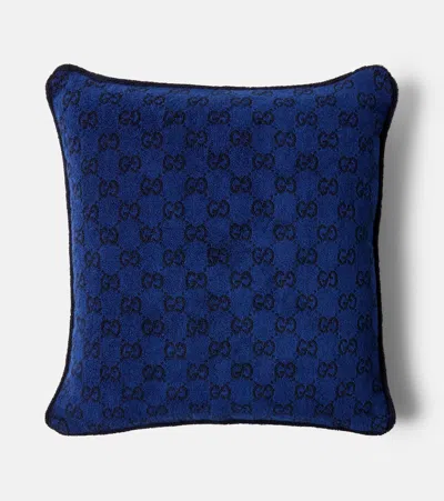Gucci Gg Cotton Cushion In Blue