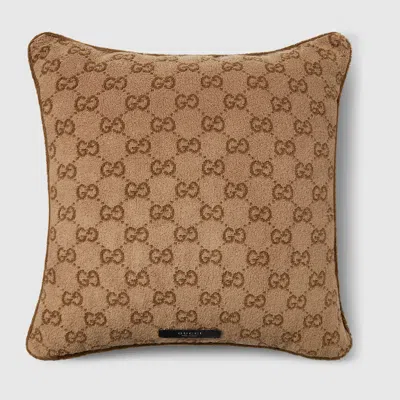 Gucci Gg Cotton Cushion In Brown