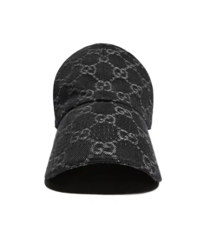 Gucci Gg Cotton Denim Baseball Hat In Black