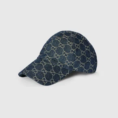 Gucci Gg Cotton Denim Baseball Hat In Blue