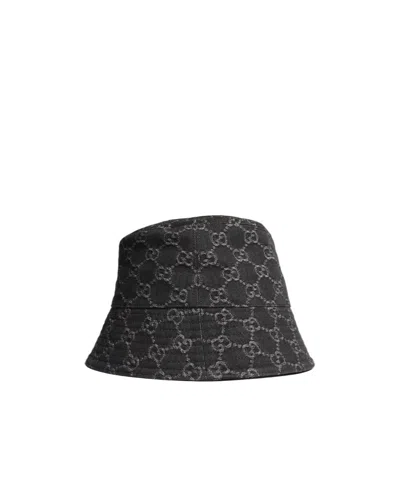 Gucci Gg Cotton Denim Bucket Hat In Black