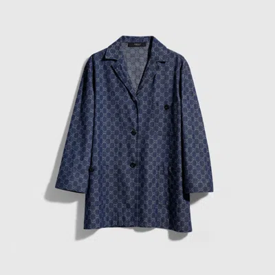 Gucci Gg Cotton Denim Jacquard Jacket In Multi
