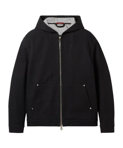Gucci Gg Cotton Denim Jacquard Zip Jacket In Black