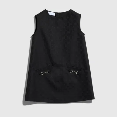 Gucci Kids' Gg Cotton Dress In Black
