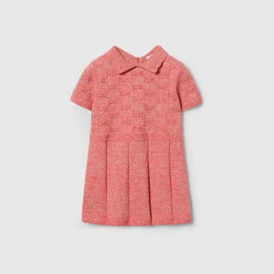 Gucci Babies' Gg Cotton Dress In Brown