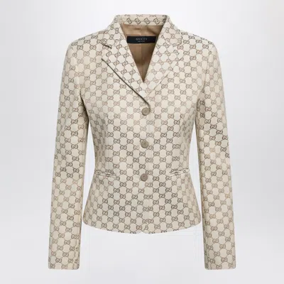 Gucci Gg Cotton Fitted Mini Jacket In Neutral