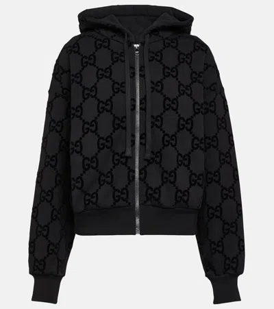 Gucci Gg Cotton Fleece Hoodie In Black
