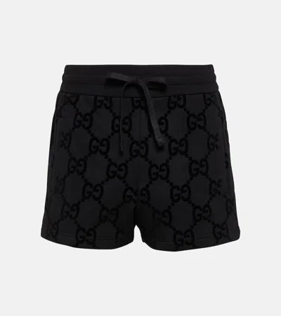 Gucci Gg Cotton Fleece Shorts In Black