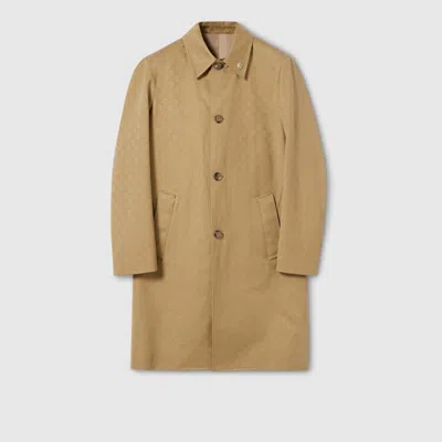 Gucci Gg Cotton Gabardine Coat In Brown